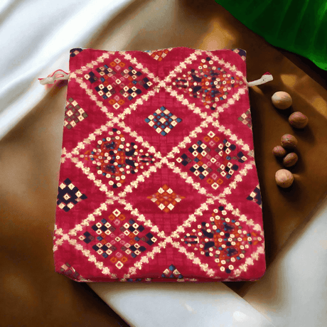 13x18 CM Bandhini Potli Bag Return Gifts For Ladies | Rose Pink Colour | Pack Of 10 - Bakeyy.com - India - 13x18 CM Bandhini Potli Bag Return Gifts For Ladies | Rose Pink Colour | Pack Of 10 - Default Title