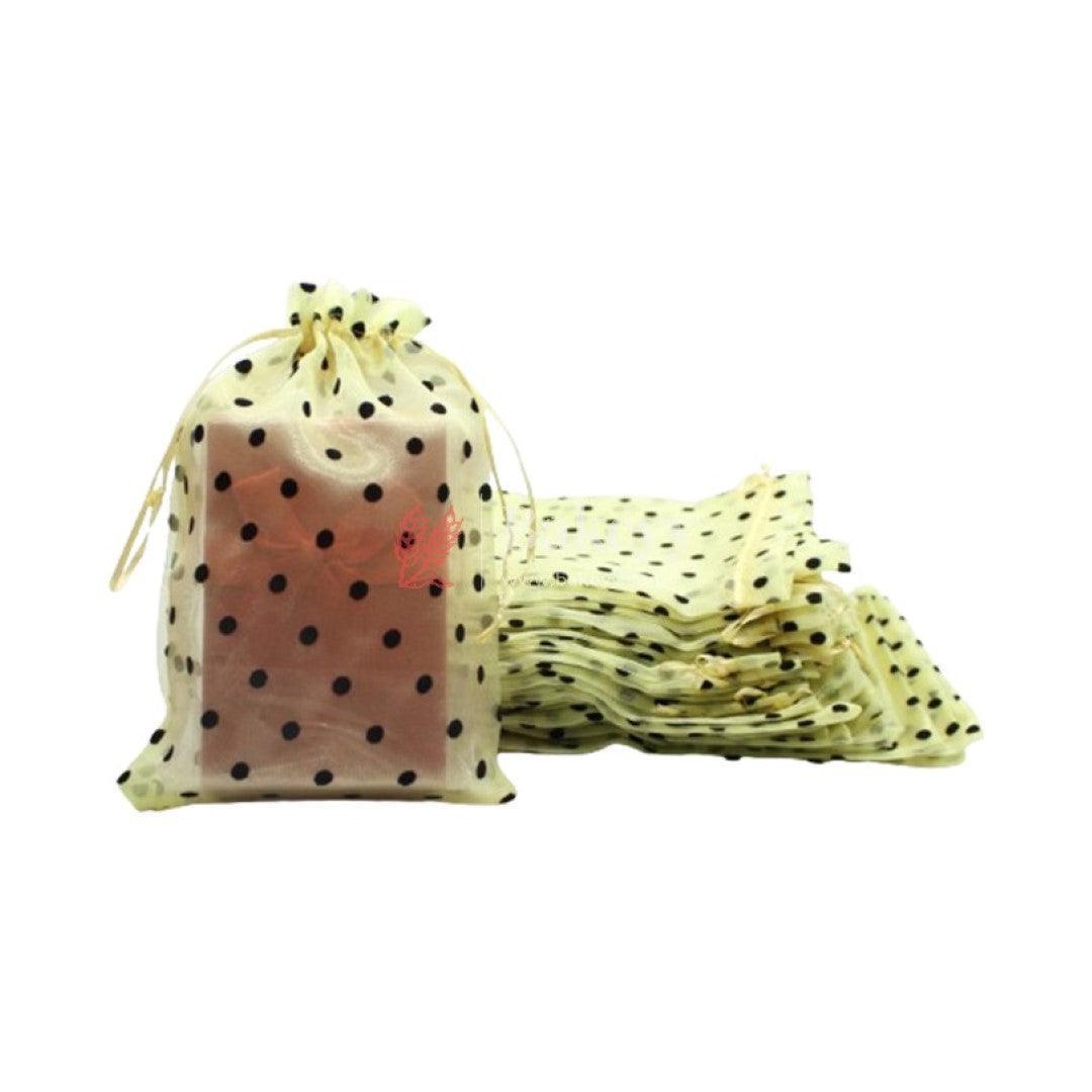 16x20 CM | Polka Dots Organza Potli Bags | Pack of 50 | Yellow Color | Candy Bag - Bakeyy.com - India - 16x20 CM | Polka Dots Organza Potli Bags | Pack of 50 | Yellow Color | Candy Bag - Default Title