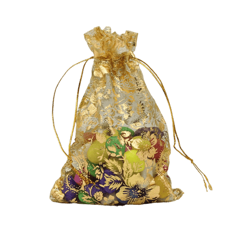 16x20 CM | Printed Organza Potli Bags | Pack of 40 | Gold Colour | Candy Bag - Bakeyy.com - India - 16x20 CM | Printed Organza Potli Bags | Pack of 40 | Gold Colour | Candy Bag - Default Title