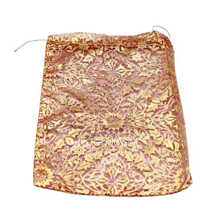 6x8 Inch | Printed Organza Potli Bags | Pack of 40 | Red Colour | Candy Bag - Bakeyy.com