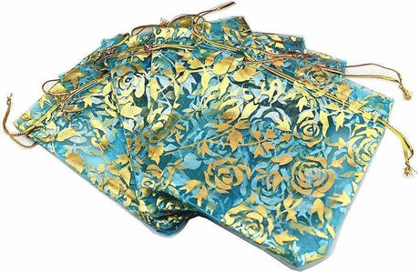 16x20 CM | Printed Organza Potli Bags | Pack of 40 | Sky Blue Colour | Candy Bag - Bakeyy.com - India - 16x20 CM | Printed Organza Potli Bags | Pack of 40 | Sky Blue Colour | Candy Bag - Default Title