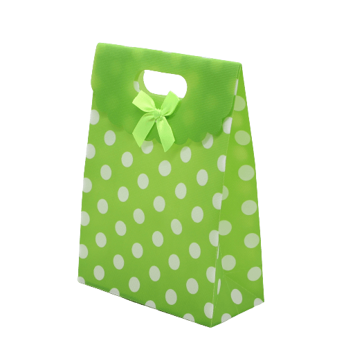 6x8 Inch Pvc Bag Polka Dot With Bow | Medium | Green Colour | Pack of 10 - Bakeyy.com