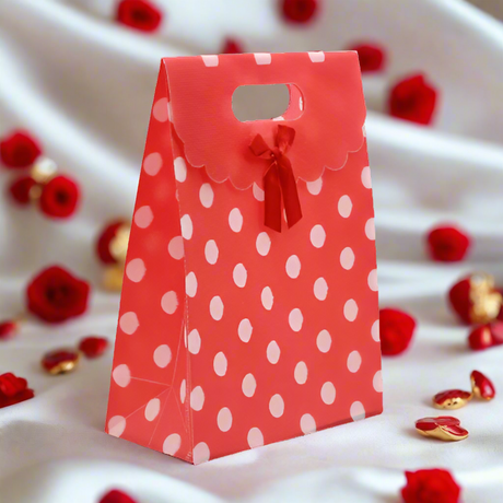 6x8 Inch Pvc Bag Polka Dot With Bow | Medium | Red Colour | Pack of 10 - Bakeyy.com - India - 6x8 Inch Pvc Bag Polka Dot With Bow | Medium | Red Colour | Pack of 10 - Default Title