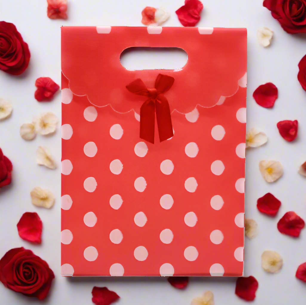 6x8 Inch Pvc Bag Polka Dot With Bow | Medium | Red Colour | Pack of 10 - Bakeyy.com - India - 6x8 Inch Pvc Bag Polka Dot With Bow | Medium | Red Colour | Pack of 10 - Default Title