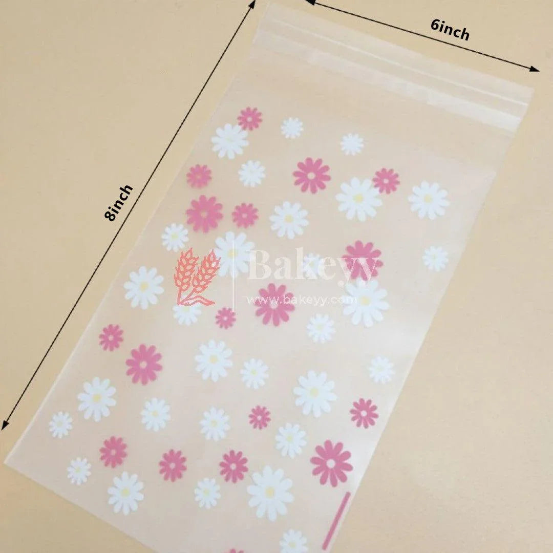 Daisy Flower Cellophane Bags |Clear Plastic Self Sealing Envelope Crystal Bag | Pack of 100 - Bakeyy.com - India - Daisy Flower Cellophane Bags |Clear Plastic Self Sealing Envelope Crystal Bag | Pack of 100 - 6x8