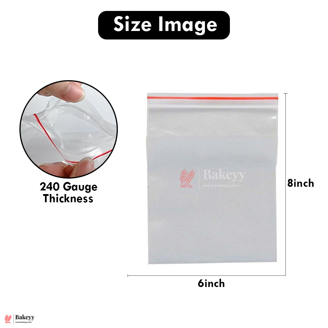 6X8inch Heavy-Duty Zip Lock Bags – Transparent Resealable Pouches for Food, Storage & Packaging | Multipurpose Zip Lock Plastic Bags | Pack Of 100