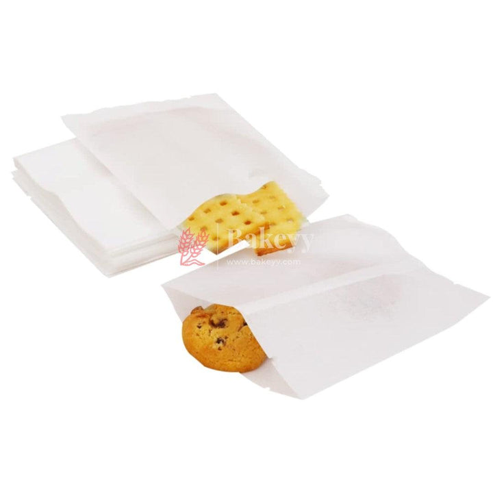 7.5x13 inch | Transparent Glassine Bags | Flat Bakery Sleeves | Cookie Paper Bags (White) | Pack of 50 - Bakeyy.com