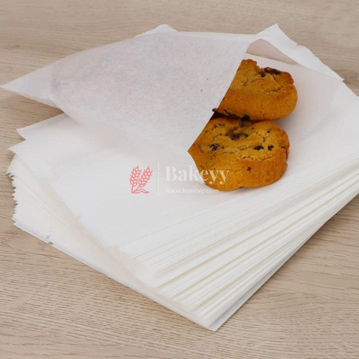7.5x9 inch | Transparent Glassine Bags | Flat Bakery Sleeves | Cookie Paper Bags (White) | Pack of 100 - Bakeyy.com