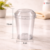 70 ml | Round Transparent Acrylic Box with Lid | Pack of 100 1