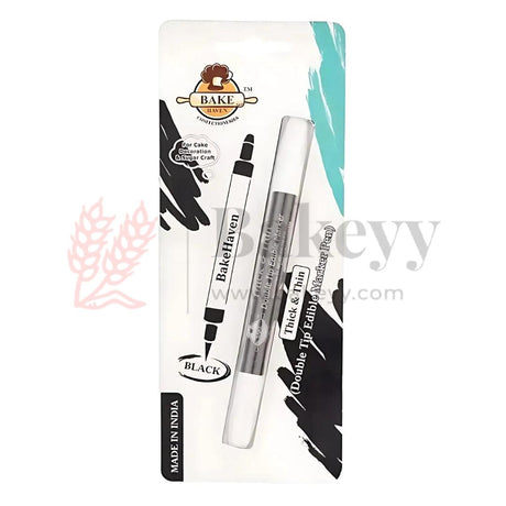 BakeHaven Double‑Tip Edible Marker – Black | Dual‑Nib Food‑Safe Pen for Cake & Sugar Art| 1 Piece - Bakeyy.com - India - BakeHaven Double‑Tip Edible Marker – Black | Dual‑Nib Food‑Safe Pen for Cake & Sugar Art| 1 Piece - Default Title
