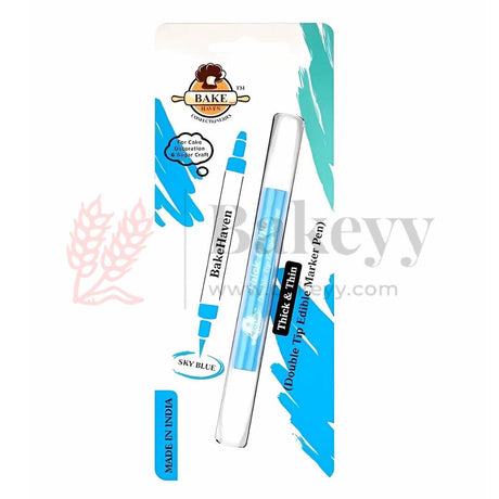 BakeHaven Double‑Tip Edible Marker – Sky Blue | Dual‑Nib Food‑Safe Pen for Cake & Sugar Art| 1 Piece - Bakeyy.com - India - BakeHaven Double‑Tip Edible Marker – Sky Blue | Dual‑Nib Food‑Safe Pen for Cake & Sugar Art| 1 Piece - Default Title