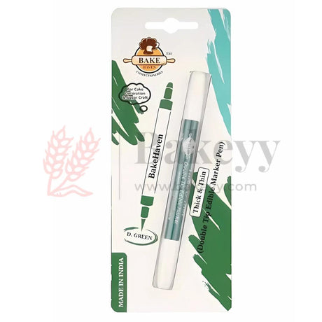 BakeHaven Double‑Tip Edible Marker – Dark Green | Dual‑Nib Food‑Safe Pen for Cake & Sugar Art| 1 Piece - Bakeyy.com - India - BakeHaven Double‑Tip Edible Marker – Dark Green | Dual‑Nib Food‑Safe Pen for Cake & Sugar Art| 1 Piece - Default Title