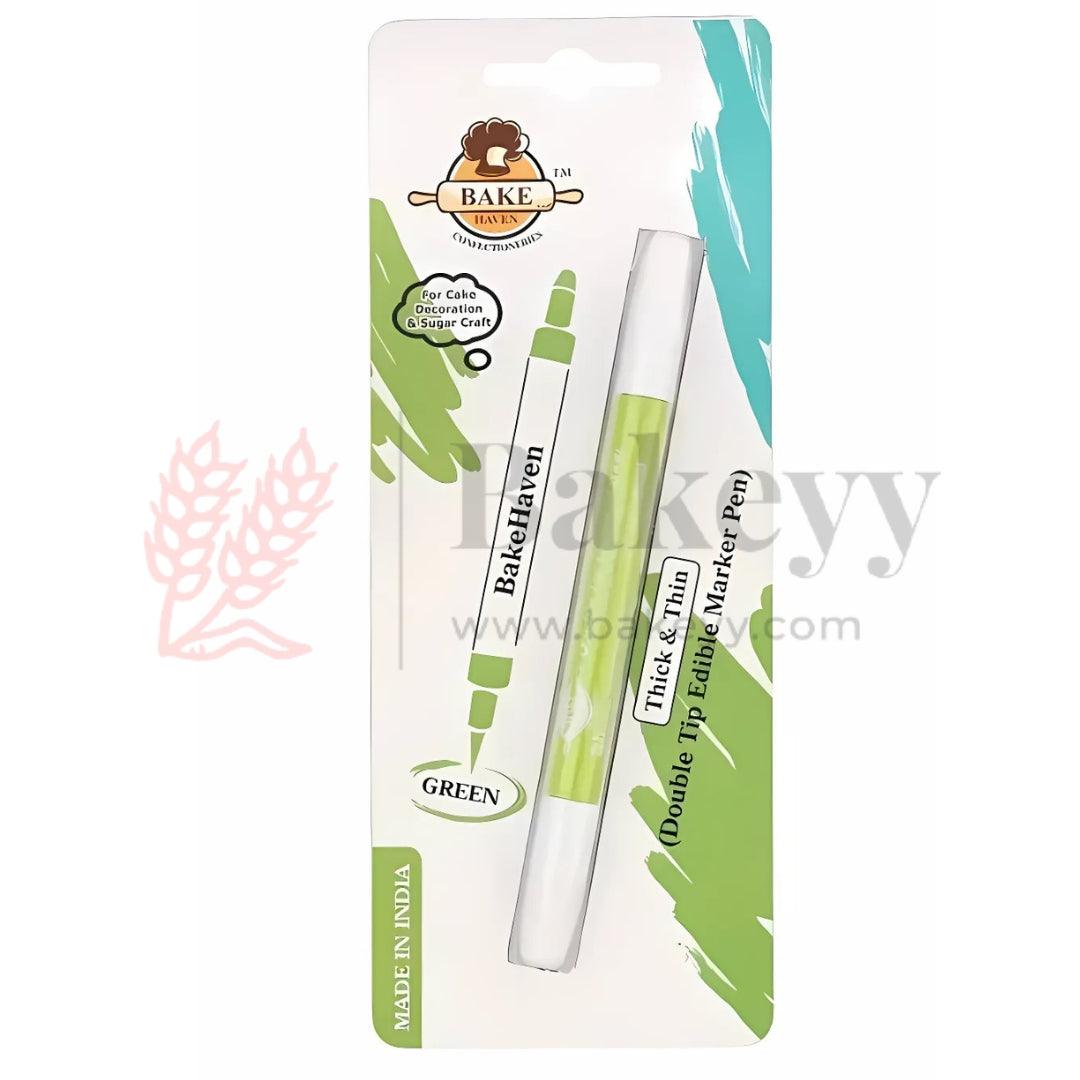 BakeHaven Double‑Tip Edible Marker – Green | Dual‑Nib Food‑Safe Pen for Cake & Sugar Art| 1 Piece - Bakeyy.com - India - BakeHaven Double‑Tip Edible Marker – Green | Dual‑Nib Food‑Safe Pen for Cake & Sugar Art| 1 Piece - Default Title
