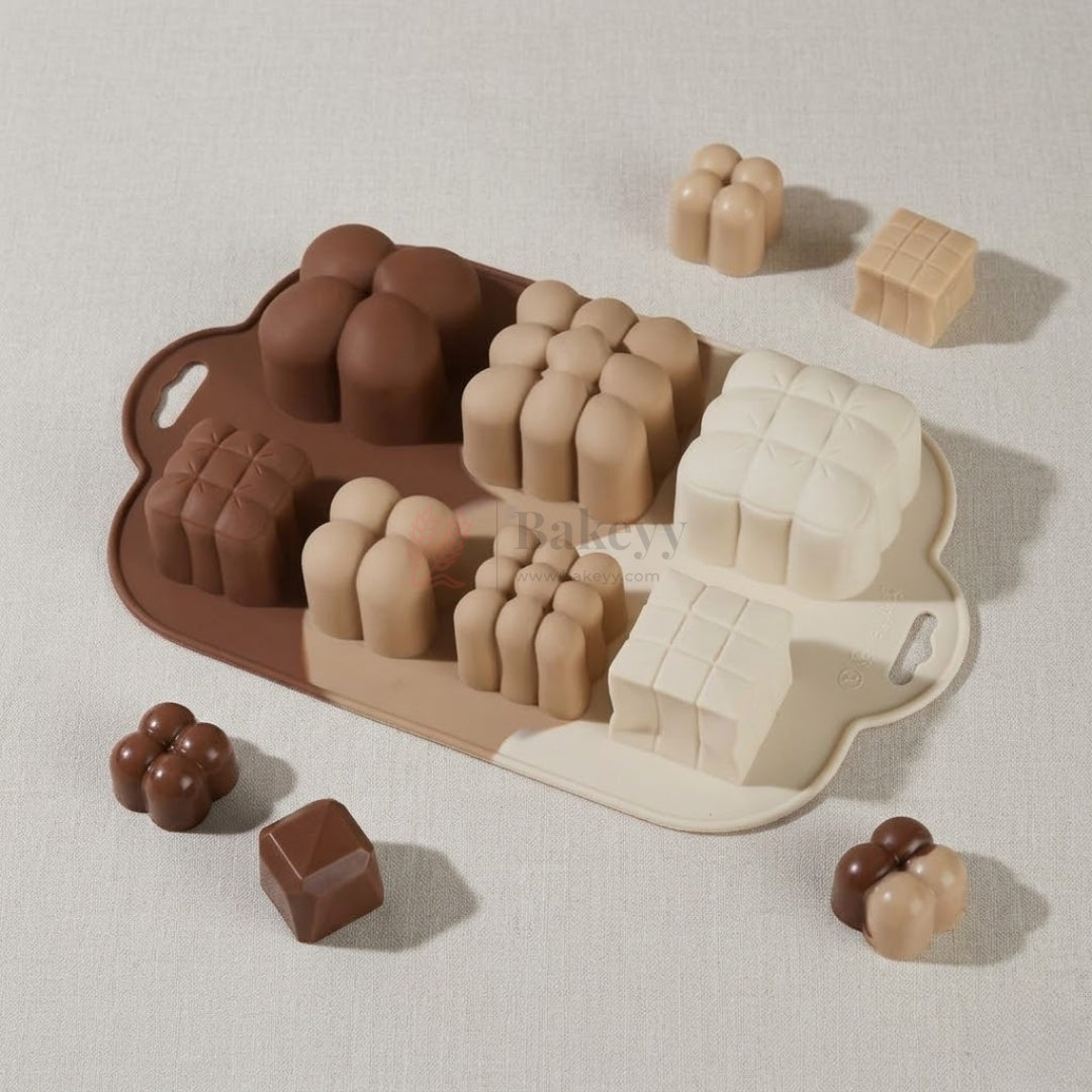 7 Cavity Geometric Bubble Cube Silicone Chocolate Mould from Bakeyy.com