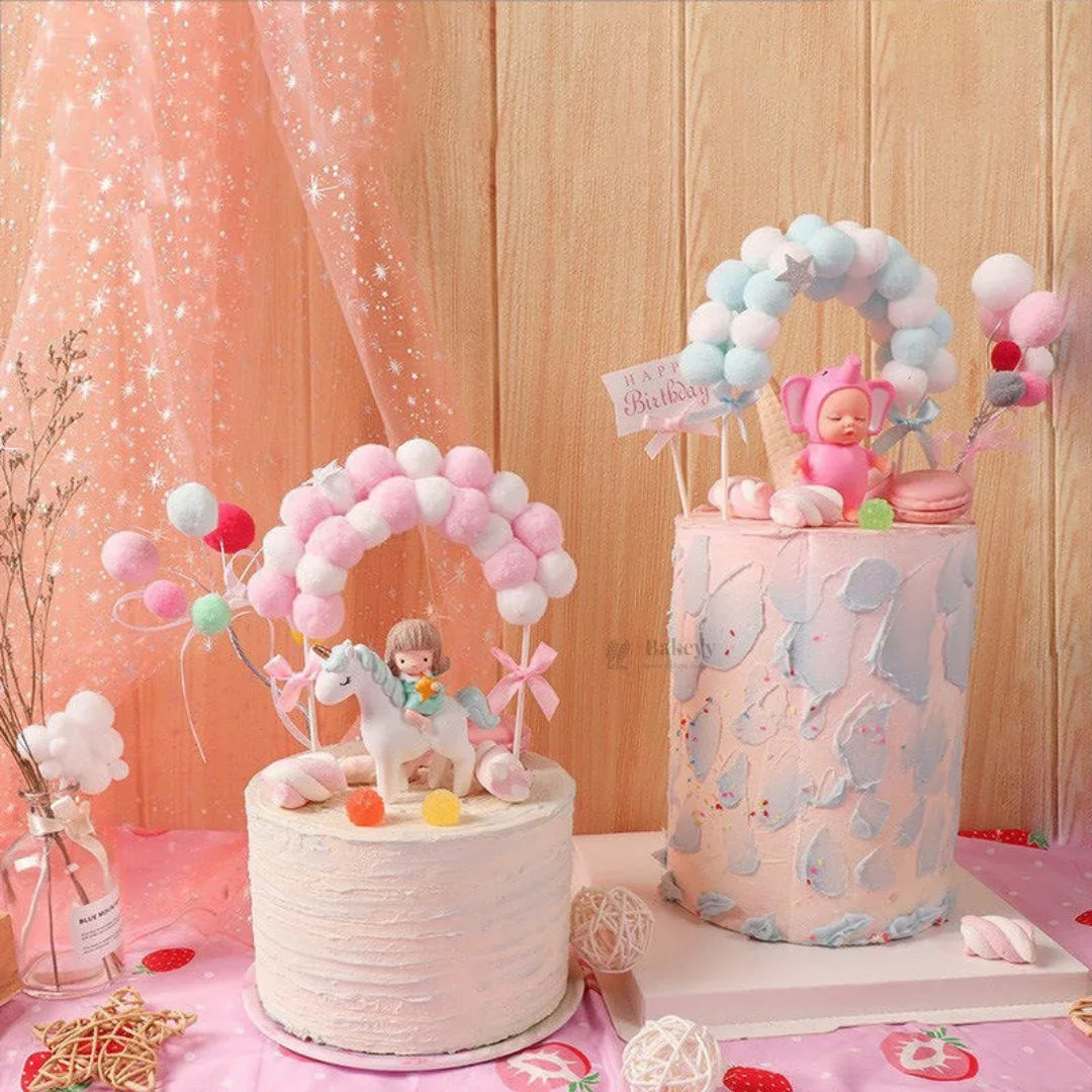 7PomPomCakeTopperArchforBirthday_BabyShowerPastelCakeDecoratio_5 - Bakeyy.com