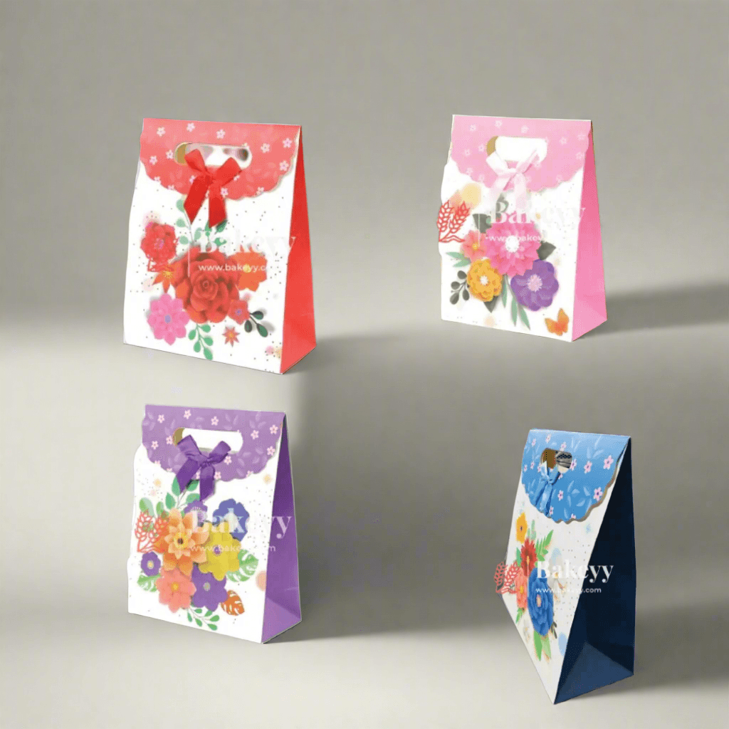 9x12 D-Cut Paper Mixed Design Bag |Gift Bag , Flip Cover And Handle, Flower Arrangements, Valentine's Day, Christmas, Souvenir Paper Bag | Mixed Colours |Pack Of 12| - Bakeyy.com - India - 9x12 D-Cut Paper Mixed Design Bag |Gift Bag , Flip Cover And Handle, Flower Arrangements, Valentine's Day, Christmas, Souvenir Paper Bag | Mixed Colours |Pack Of 12| - Default Title