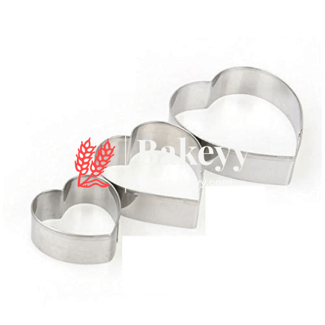 Heart Cake Ring Stainless Steel Cutter for Cake, Tier Cake, Fondant Cutter (3pc Set) - Bakeyy.com - India - Heart Cake Ring Stainless Steel Cutter for Cake, Tier Cake, Fondant Cutter (3pc Set) - Default Title