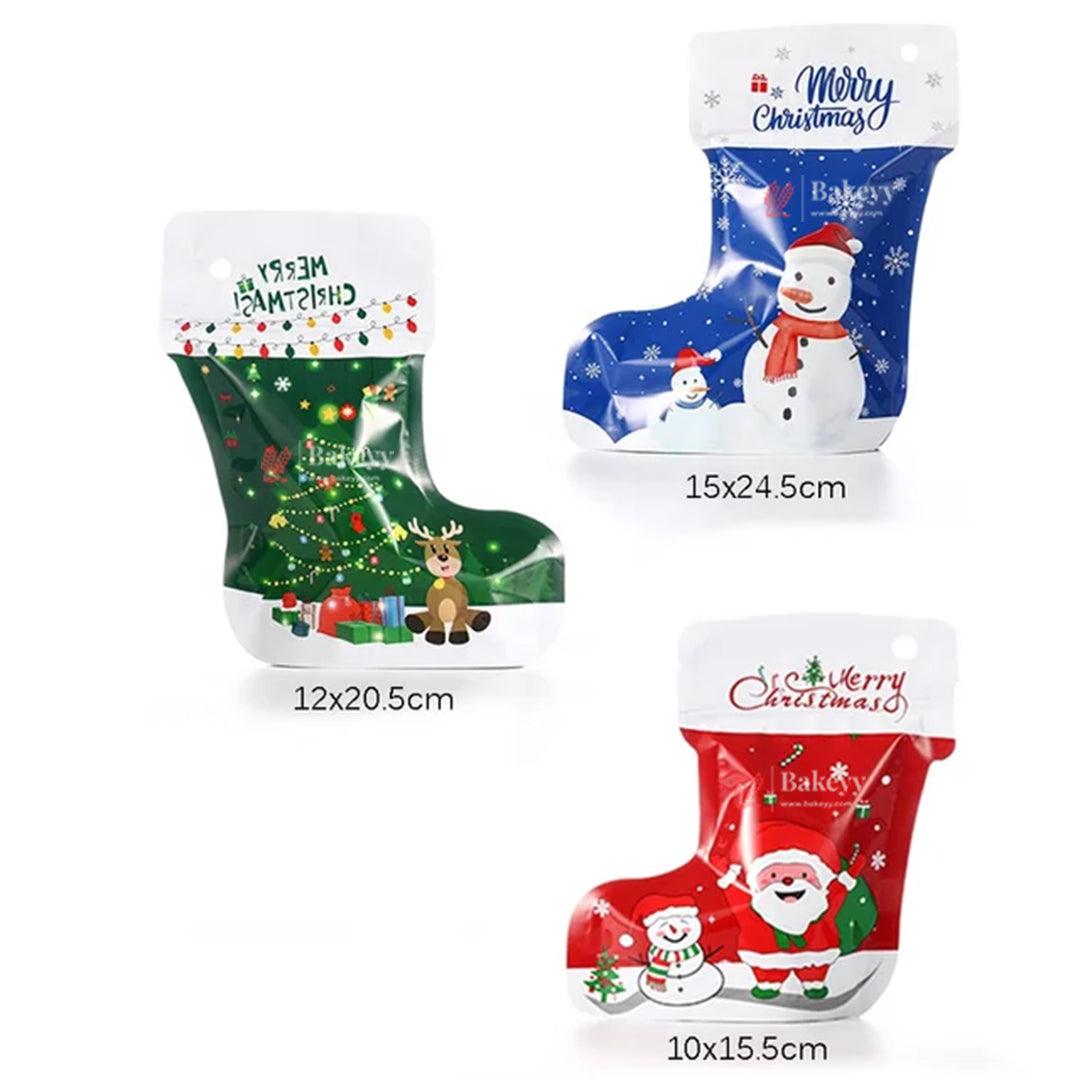 Christmas Fancy Ziplock Stocking Gift Bags – Pack of 50: Perfect for Holiday Gifting - Bakeyy.com - India - Christmas Fancy Ziplock Stocking Gift Bags – Pack of 50: Perfect for Holiday Gifting - Small