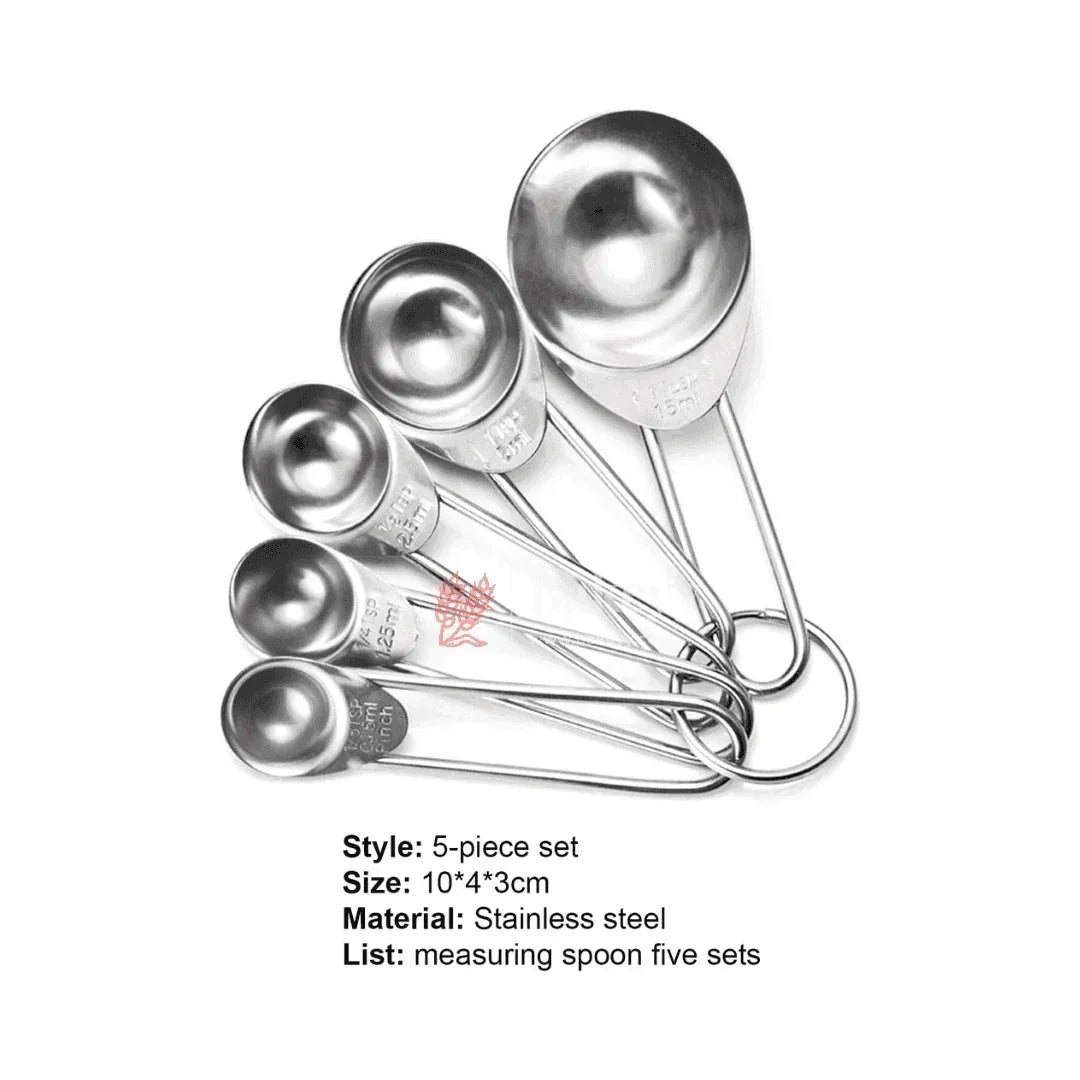 Stainless Steel Measuring Spoon Set | 5-Piece Precision Measuring Tools | - Bakeyy.com - India - Stainless Steel Measuring Spoon Set | 5-Piece Precision Measuring Tools | - Default Title