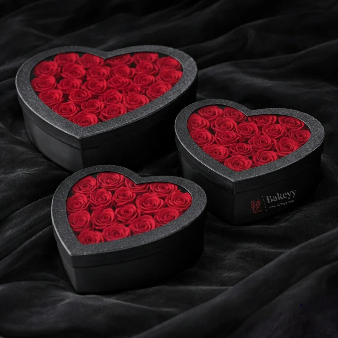 Premium Heart-Shaped Black Gift Box with Transparent Lid l Pack of 1