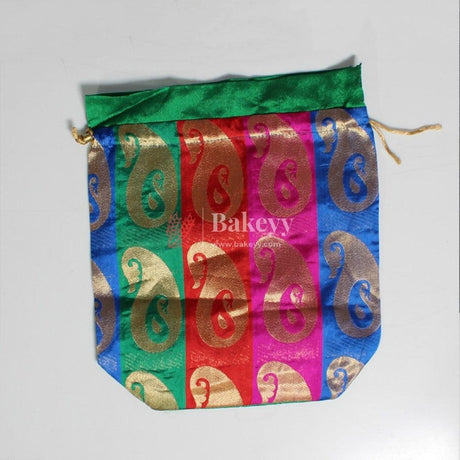 18x24 CM Design Potli Bag | Multi Color with Gold Print | Pack Of 10 - Bakeyy.com - India - 18x24 CM Design Potli Bag | Multi Color with Gold Print | Pack Of 10 - Default Title