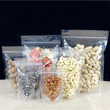 250 gm | Zip Lock Pouch | Clear Stand-up Pouch | 13.5x22 CM | Standing Pouch | 110 GSM | - Bakeyy.com - India - 250 gm | Zip Lock Pouch | Clear Stand-up Pouch | 13.5x22 CM | Standing Pouch | 110 GSM | - Pack Of 50 / 13.5x22 cm / 250 gm