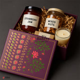 8x8x4 Inch | Medium Floral Printed Premium Square Gift Box – Purple | Reusable Rigid Hamper Packaging  | Pack Of 1