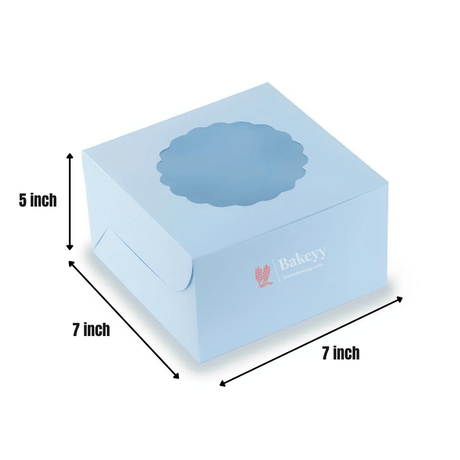 7x7x5 inch Blue Cake Box With Window | Birthday Cake boxes | Pack Of 25 | - Bakeyy.com - India - 7x7x5 inch Blue Cake Box With Window | Birthday Cake boxes | Pack Of 25 | - Default Title