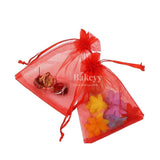 22x31 cm | Organza Potli Bags | Red Colour | Candy Bag | - Bakeyy.com - India - 22x31 cm | Organza Potli Bags | Red Colour | Candy Bag | - Pack Of 50 / 22x31 cm / 9x12 inch / Red