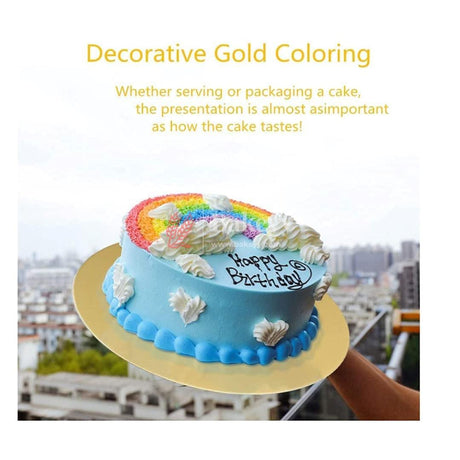 Round Gold Cake Base | Cake Board - Bakeyy.com - India - Round Gold Cake Base | Cake Board - 7 Inches / Pack 25