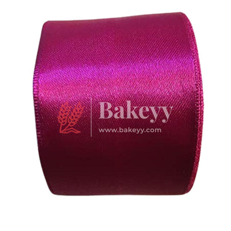 Cloth Satin ribbon for decoration | Gift wrapping | School project works | Opening ribbon | Multi-purpose use - Bakeyy.com - India - Cloth Satin ribbon for decoration | Gift wrapping | School project works | Opening ribbon | Multi-purpose use - Dark Pink