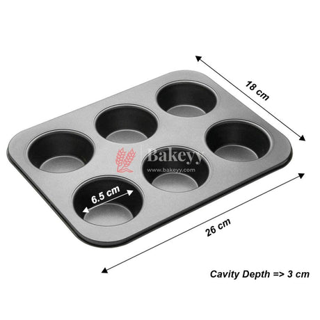 6 Slot Tray Cup Muffin Pan Tins Mould | Baking Cupcake | Non-Stick Mould | Reusable Tray Pan Mould | Non-Stick (Black) - Bakeyy.com - India - 6 Slot Tray Cup Muffin Pan Tins Mould | Baking Cupcake | Non-Stick Mould | Reusable Tray Pan Mould | Non-Stick (Black) - Default Title