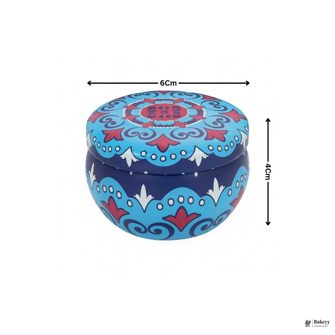 Mini Printed Matka | Random Design Round Decorative Boxes| Candle Tin Box| Pack of 12