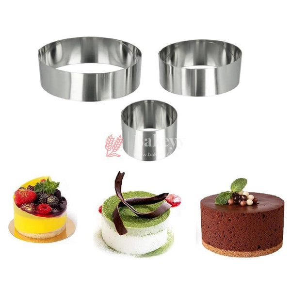 3 Set Cake Ring Round | 4" inch Ring, 6" inch Ring, 8" inch Ring - Bakeyy.com