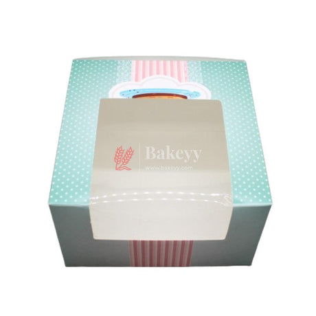 8x8x5 inch Printed Cake Box With Window | Birthday Cake boxes | Pack Of 50 | - Bakeyy.com - India - 8x8x5 inch Printed Cake Box With Window | Birthday Cake boxes | Pack Of 50 | - Default Title