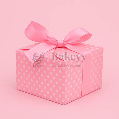 Luxury Polka Dot Goodie Boxes | Elegant Printed Gift Boxes with Ribbons | Pack of 10 - Bakeyy.com - India - Luxury Polka Dot Goodie Boxes | Elegant Printed Gift Boxes with Ribbons | Pack of 10 - Pink / Small