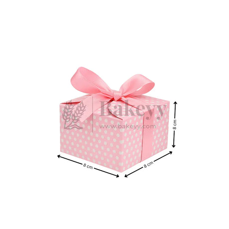 Luxury Polka Dot Goodie Boxes | Elegant Printed Gift Boxes with Ribbons | Pack of 10 - Bakeyy.com - India - Luxury Polka Dot Goodie Boxes | Elegant Printed Gift Boxes with Ribbons | Pack of 10 - Pink / Small