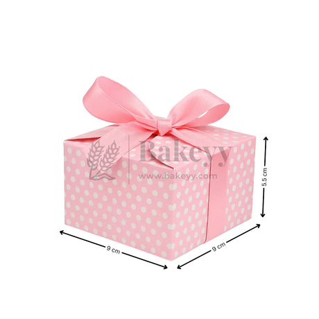 Luxury Polka Dot Goodie Boxes | Elegant Printed Gift Boxes with Ribbons | Pack of 10 - Bakeyy.com - India - Luxury Polka Dot Goodie Boxes | Elegant Printed Gift Boxes with Ribbons | Pack of 10 - Pink / Medium