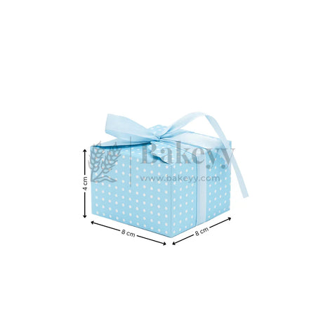 Luxury Polka Dot Goodie Boxes | Elegant Printed Gift Boxes with Ribbons | Pack of 10 - Bakeyy.com - India - Luxury Polka Dot Goodie Boxes | Elegant Printed Gift Boxes with Ribbons | Pack of 10 - Blue / Small