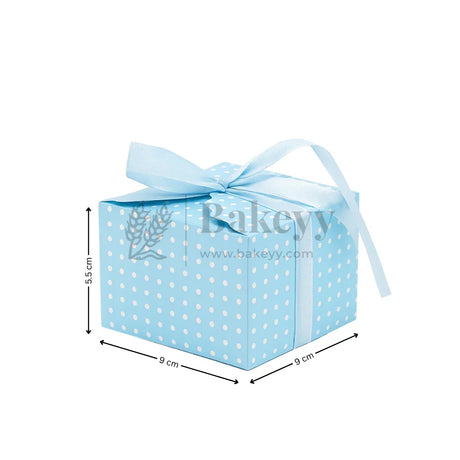 Luxury Polka Dot Goodie Boxes | Elegant Printed Gift Boxes with Ribbons | Pack of 10 - Bakeyy.com - India - Luxury Polka Dot Goodie Boxes | Elegant Printed Gift Boxes with Ribbons | Pack of 10 - Blue / Medium