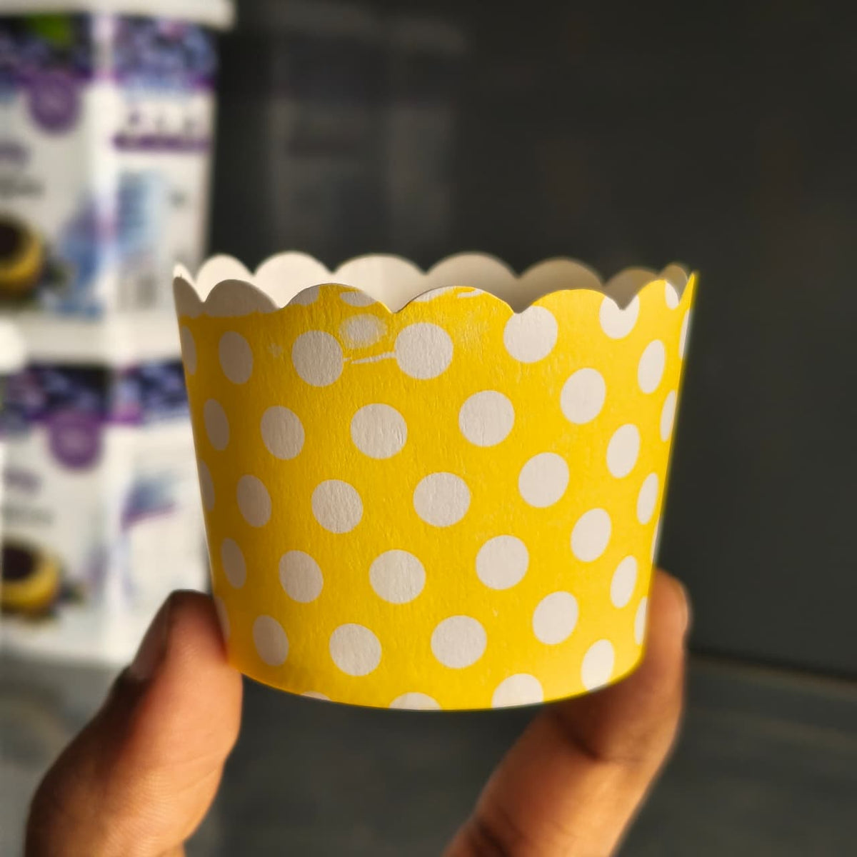5 Cm | Polka Dot Scalloped Paper Cupcake Liner | Decorative Muffin Baking Cup | Pack of 50
