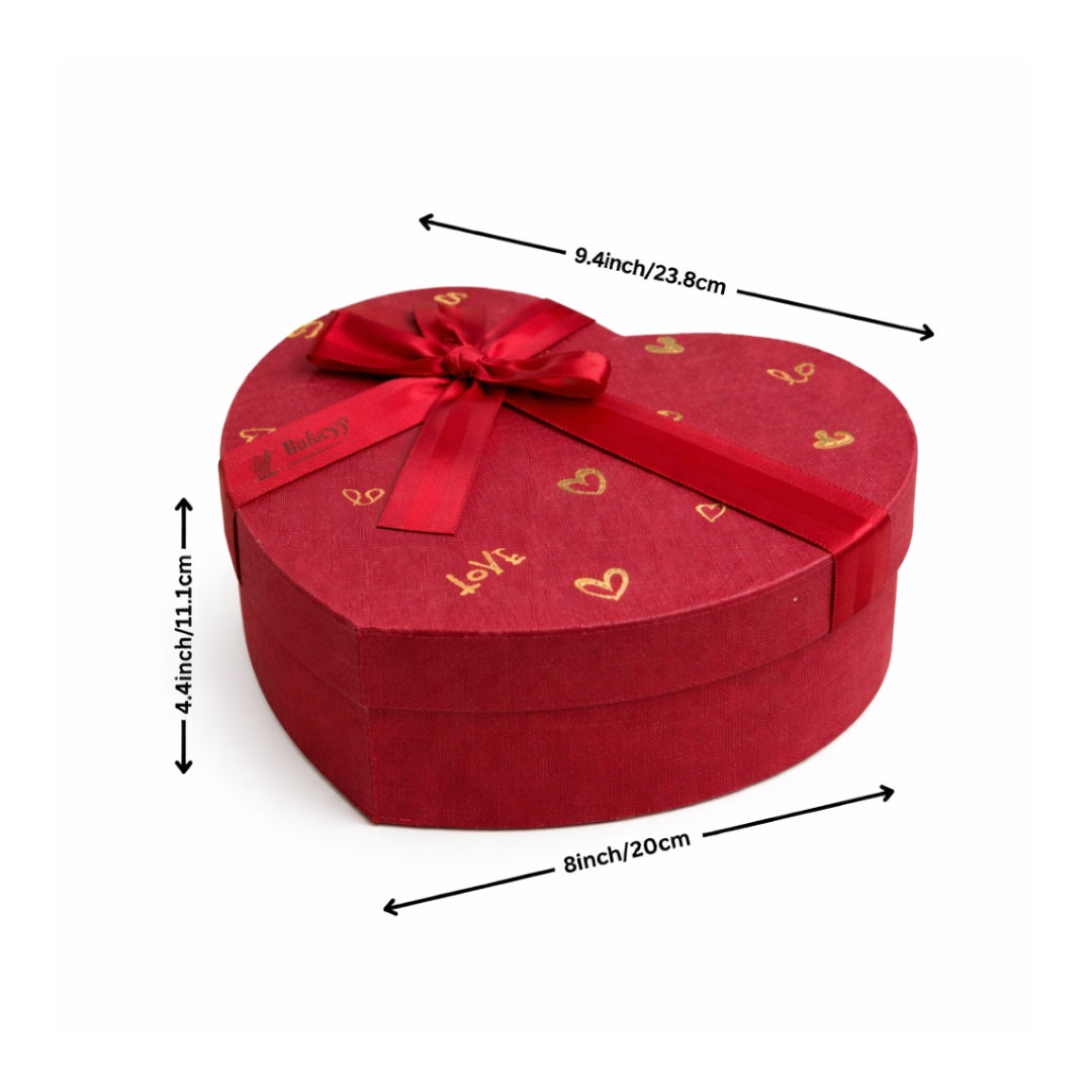 Heart Shape Rigid Hamper Box with Ribbon Lid | Premium Packaging for Chocolates or Gifts | Pack of 1
