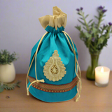 18x20 CM Design Potli Bag | Turquoise | Pack Of 10 - Bakeyy.com - India - 18x20 CM Design Potli Bag | Turquoise | Pack Of 10 - Default Title