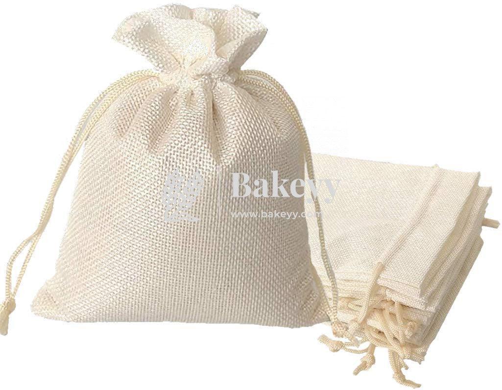 18x24 CM | Jute Potli Bag | Cream Colour | Gift Return Gifts Bags | Drawstring Bags - Bakeyy.com - India - 18x24 CM | Jute Potli Bag | Cream Colour | Gift Return Gifts Bags | Drawstring Bags - Pack Of 10 / 7x9 Inch