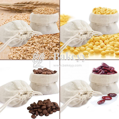 18x24 CM | Jute Potli Bag | Cream Colour | Gift Return Gifts Bags | Drawstring Bags - Bakeyy.com - India - 18x24 CM | Jute Potli Bag | Cream Colour | Gift Return Gifts Bags | Drawstring Bags - Pack Of 10 / 7x9 Inch