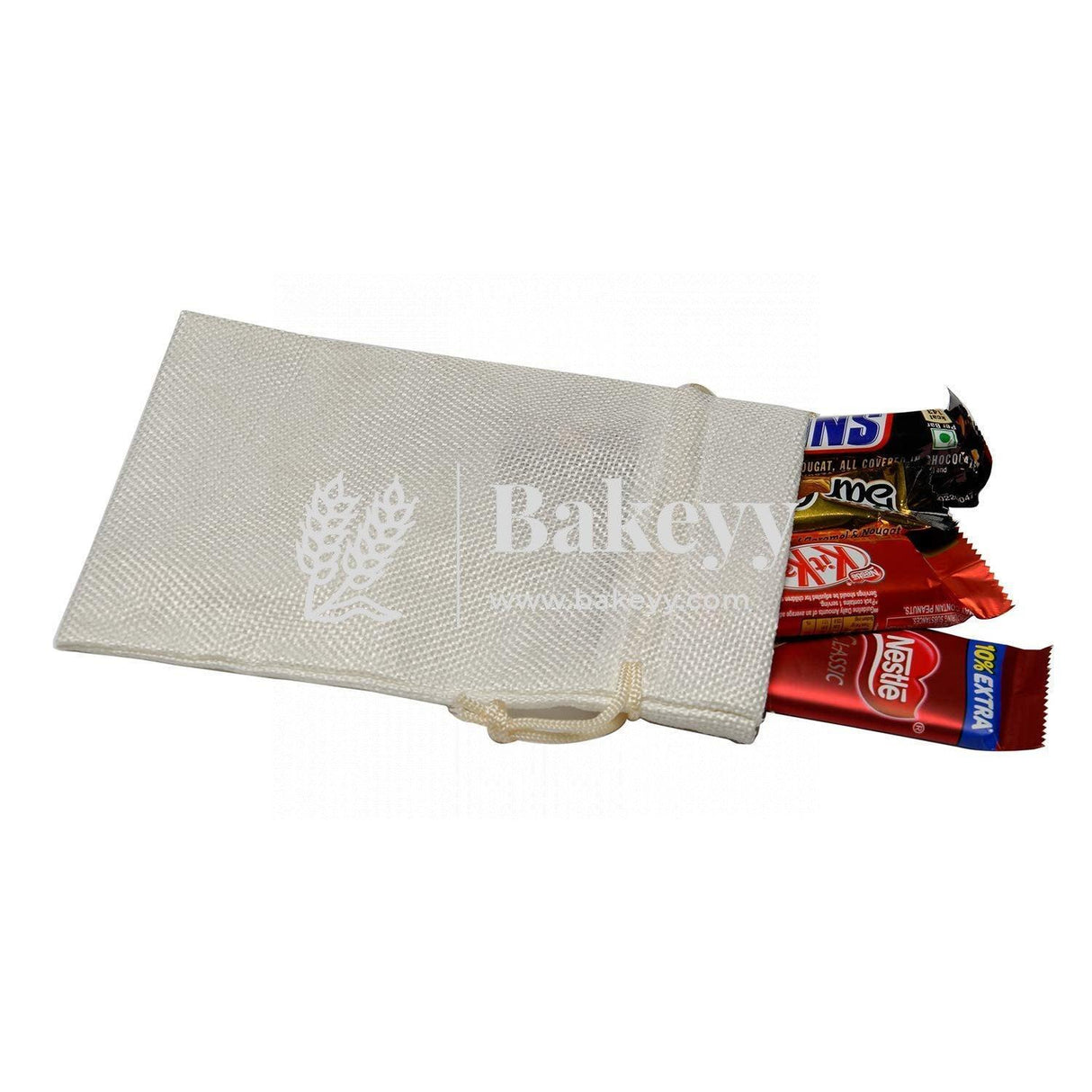 18x24 CM | Jute Potli Bag | Cream Colour | Gift Return Gifts Bags | Drawstring Bags - Bakeyy.com - India - 18x24 CM | Jute Potli Bag | Cream Colour | Gift Return Gifts Bags | Drawstring Bags - Pack Of 10 / 7x9 Inch
