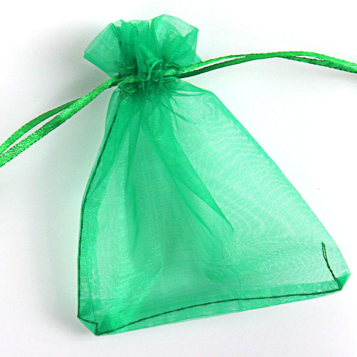 7x9 Inch | Organza Potli Bags | Green Colour | Candy Bag - Bakeyy.com