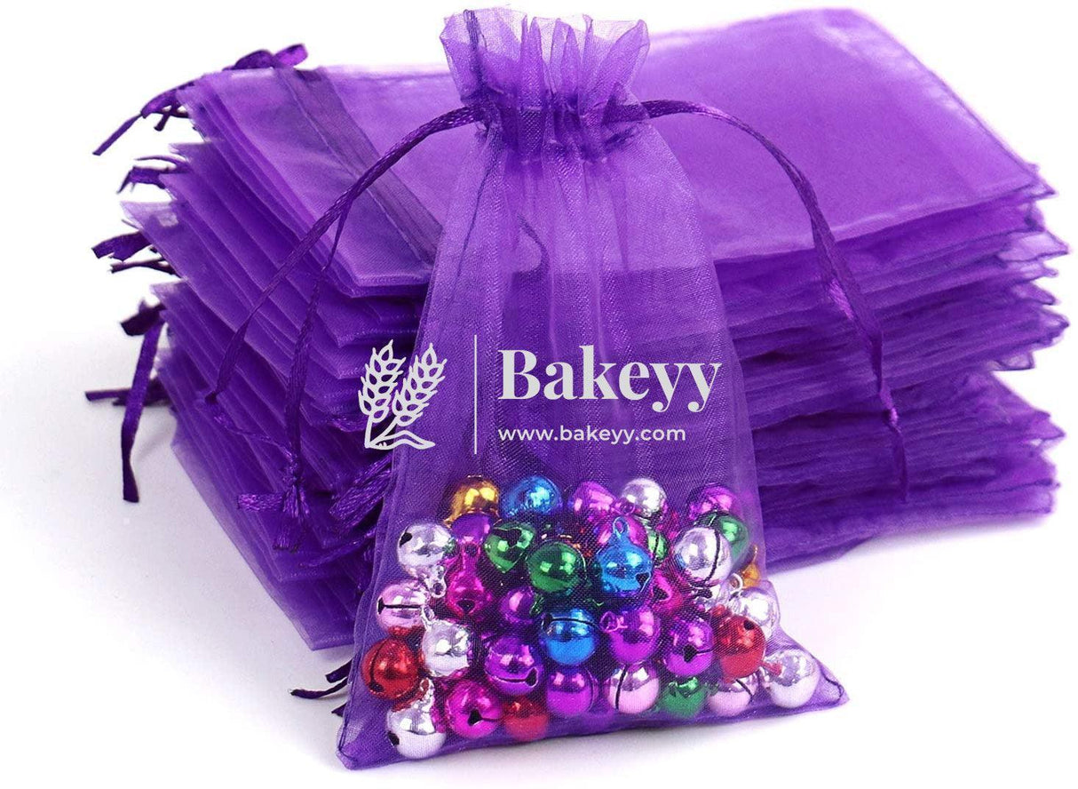 16x20 cm | Organza Potli Bags | Purple Colour | Candy Bag | - Bakeyy.com - India - 16x20 cm | Organza Potli Bags | Purple Colour | Candy Bag | - Pack Of 50 / 16x20 cm / 6x8 in / Purple