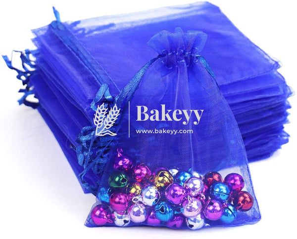 7x9 Inch | Organza Potli Bags | Royal Blue Colour | Candy Bag - Bakeyy.com