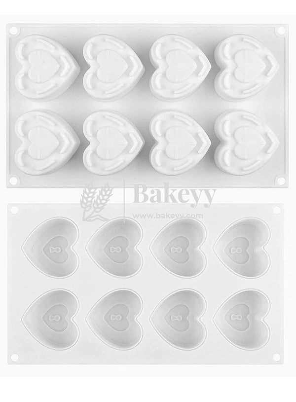 8 Cavity Double Heart with Key Hole Muffin Moulds Entremet Cake Mould Mousse Mould - Bakeyy.com
